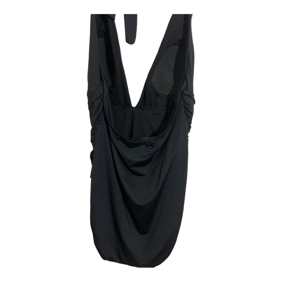 Tommy Bahama womens one piece swimsuit plunge V-neck belt buckle size 8 black - Picture 10 of 15